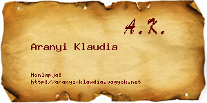 Aranyi Klaudia névjegykártya